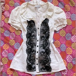 Gorgeous Bebe Lace Button Up Top